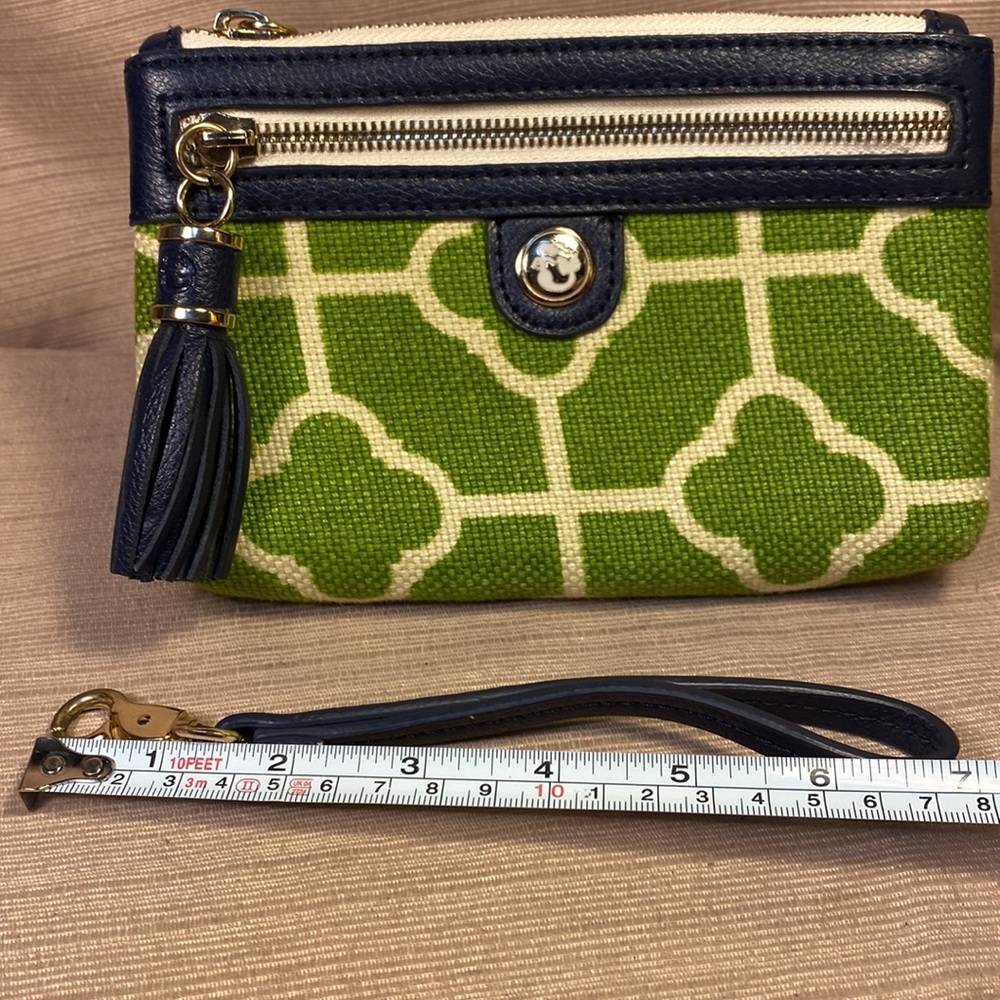 Spartina almost NEW leather/linen wristlet w/removable leash - Picture 9 of 16